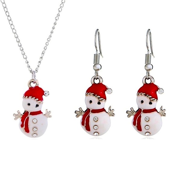 Paradise Boutique Jewelry - LAST ONE‼️ Christmas Snowman necklace and earrings Jewelry Set